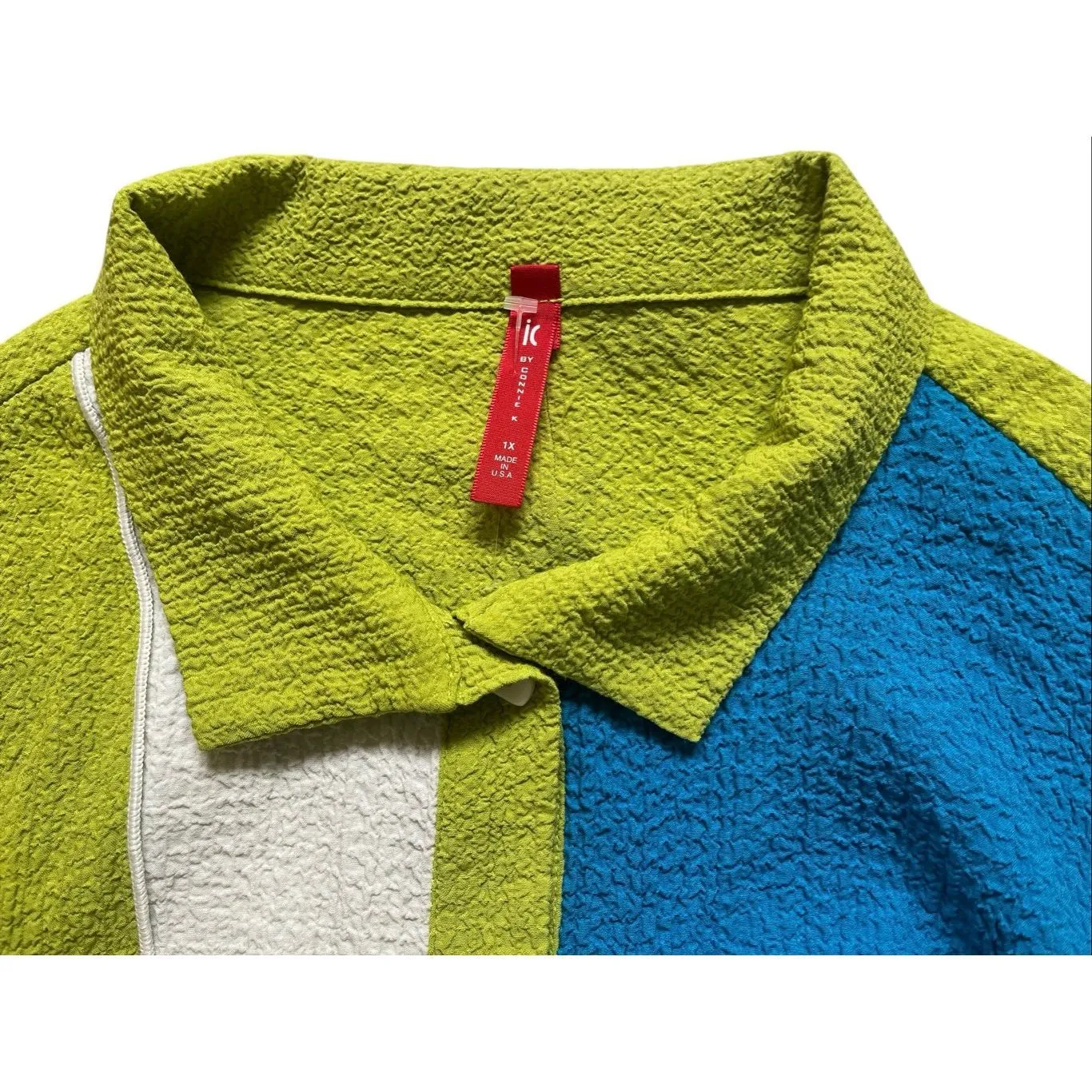 Ic By Connie K color block blouse sz 1X Green - Image 3