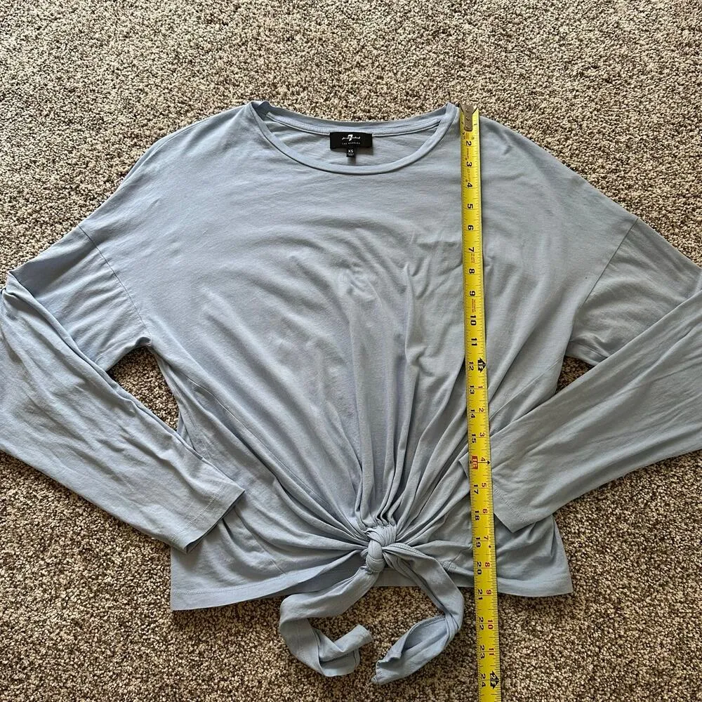7 For All Mankind light blue long-sleeve tie bottom top size XS - Image 7