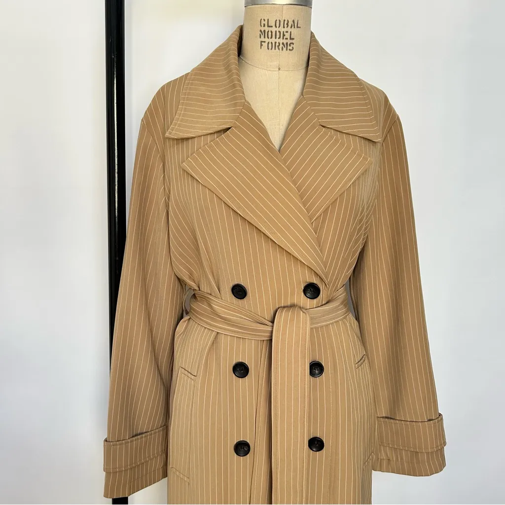 Bagatelle Tan Pinstripe trench coat - Image 2