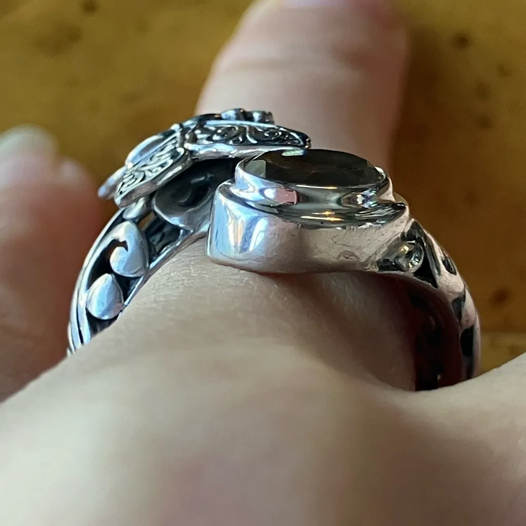 Brazilian Citrine Sterling Silver Butterfly Ring Size 7 - Image 2