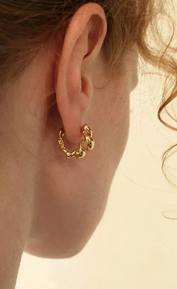 Silver Hoop Earrings Croissant Hoop Earrings - Image 4