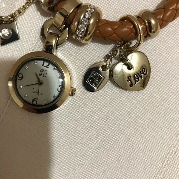 New York & Company New Watch Charm Bracelet‎ Brown - Image 3