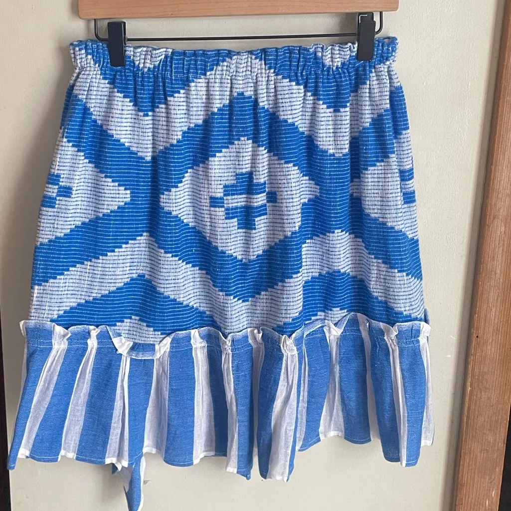 Lemlem Aztec Print Faux Wrap Ruffle Mini Stripe Skirt - Image 9