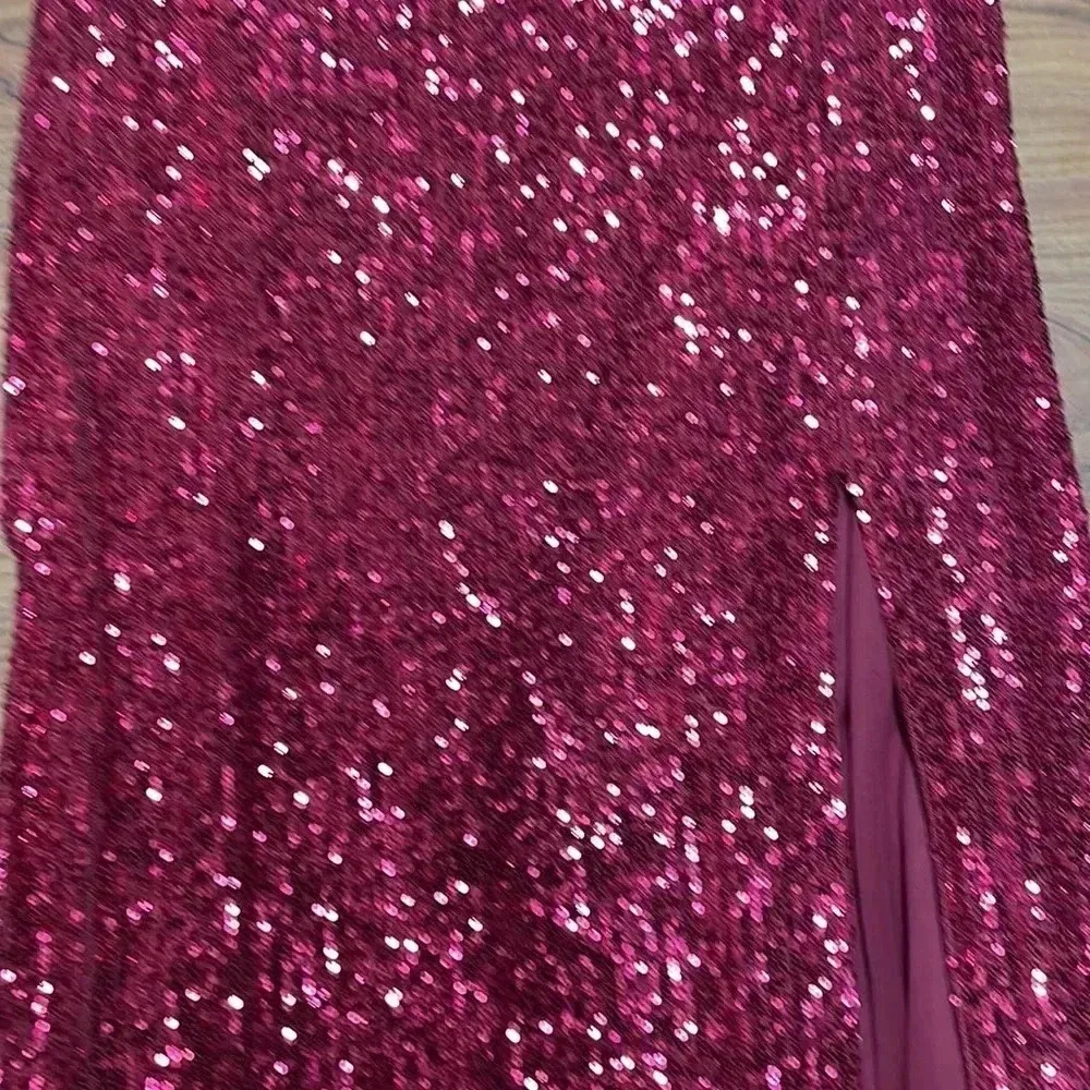 Jump Sequin-Embellished V-Neck Cropped Top & Long Skirt Two-Piece Dress - Image 9