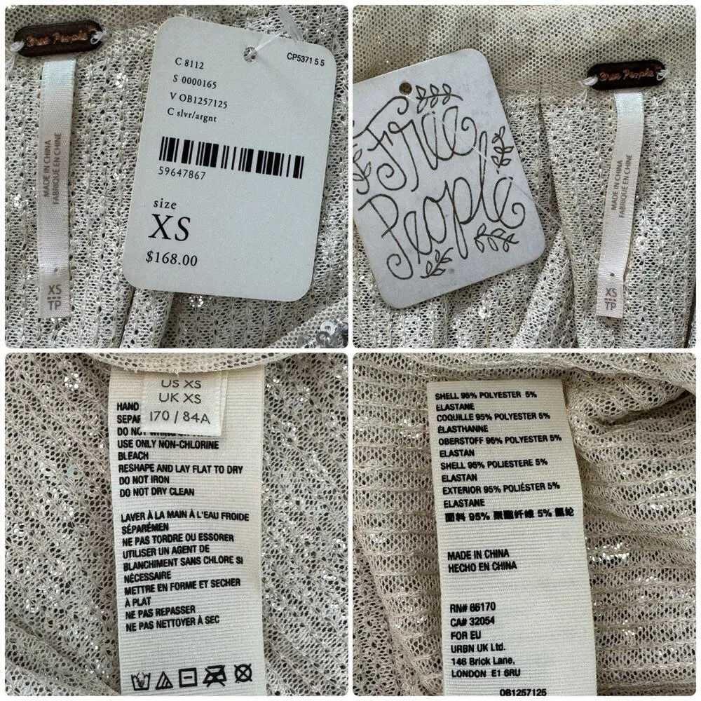 FREE PEOPLE Shine Time Live Gold Silver Sequin Sleeveless Tunic Top Size XS NEW - Image 13