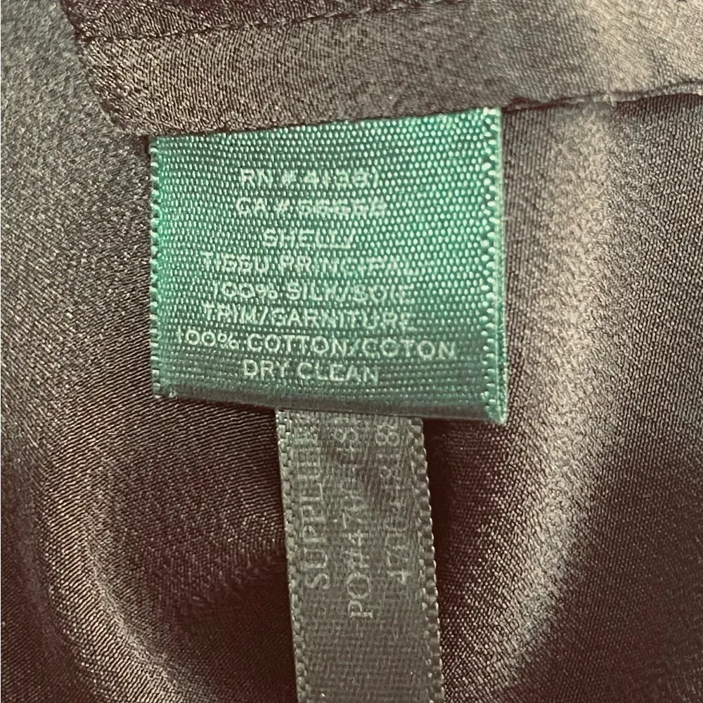 Lauren Ralph Lauren Classic Fit Two-Tone Black and White Silk Shirt size 12P - Image 8