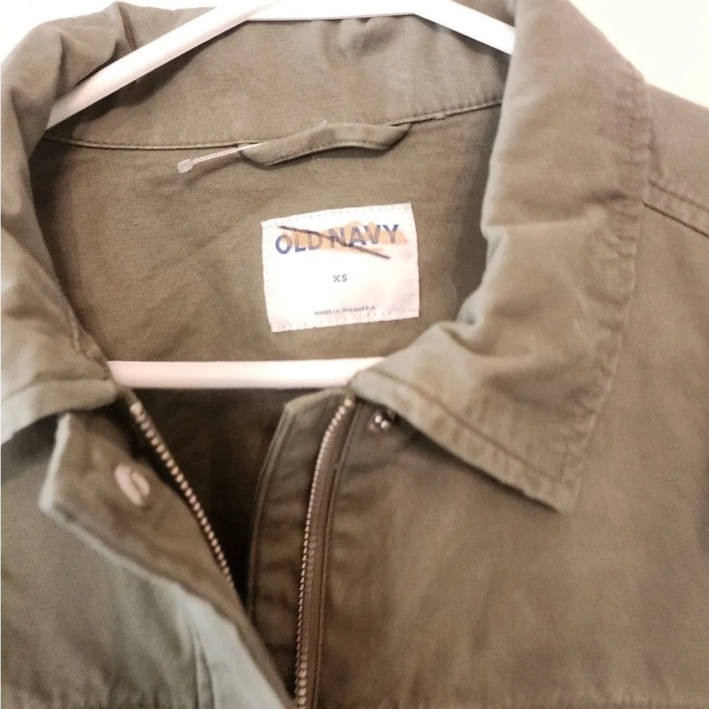Old Navy Utility Field Jacket Womens Size Large Green Pockets Full Zip xs - Image 4