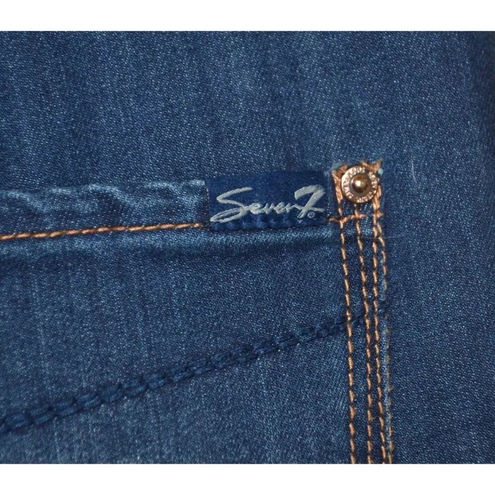 Seven7 Dark Denim Stretch Jeans Size 14 Tummyless High Rise Skinny Jeans Comfort - Image 7