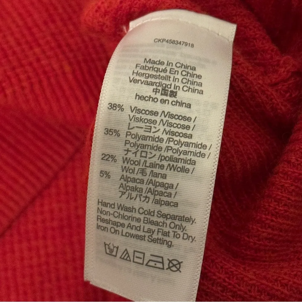 Madewell Asherton Waffle Henley Sweater Size Medium Wool Alpaca Red - Image 10