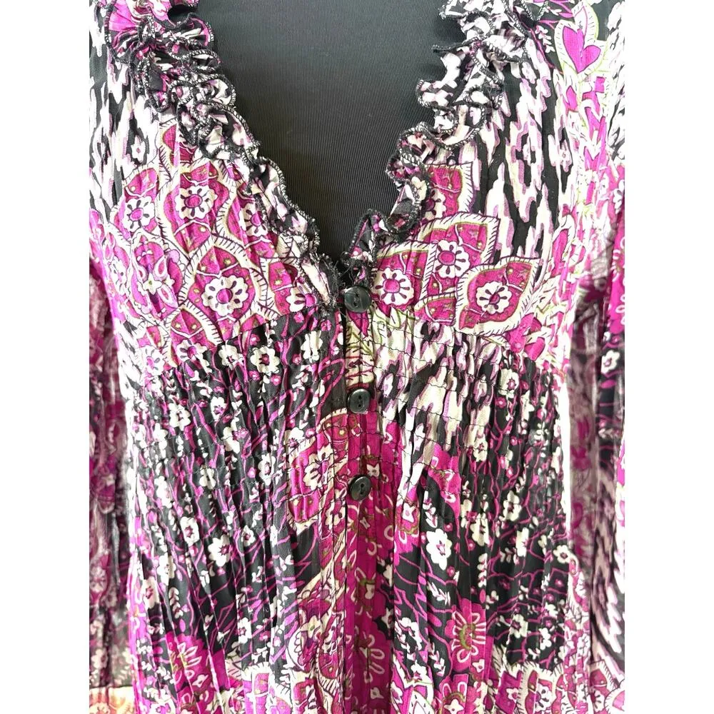 Whimsical Fairy Y2K Flowy Whimsigoth Alternative Bell Sleeve Crinkle Blouse - Image 6