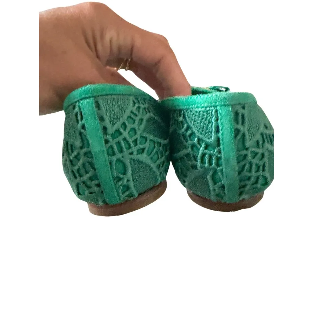 SALVATORE FERRAGAMO Varina Lace Bow Green Ballet Flats Size 6.5 - Image 14