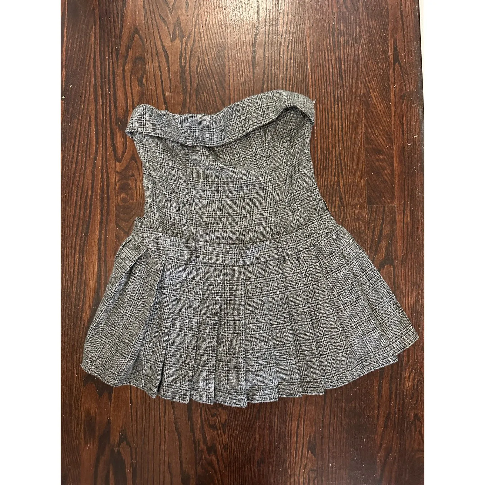 NIA Rose Strapless Plaid Mini Dress Size Medium NWT! Black - Image 4