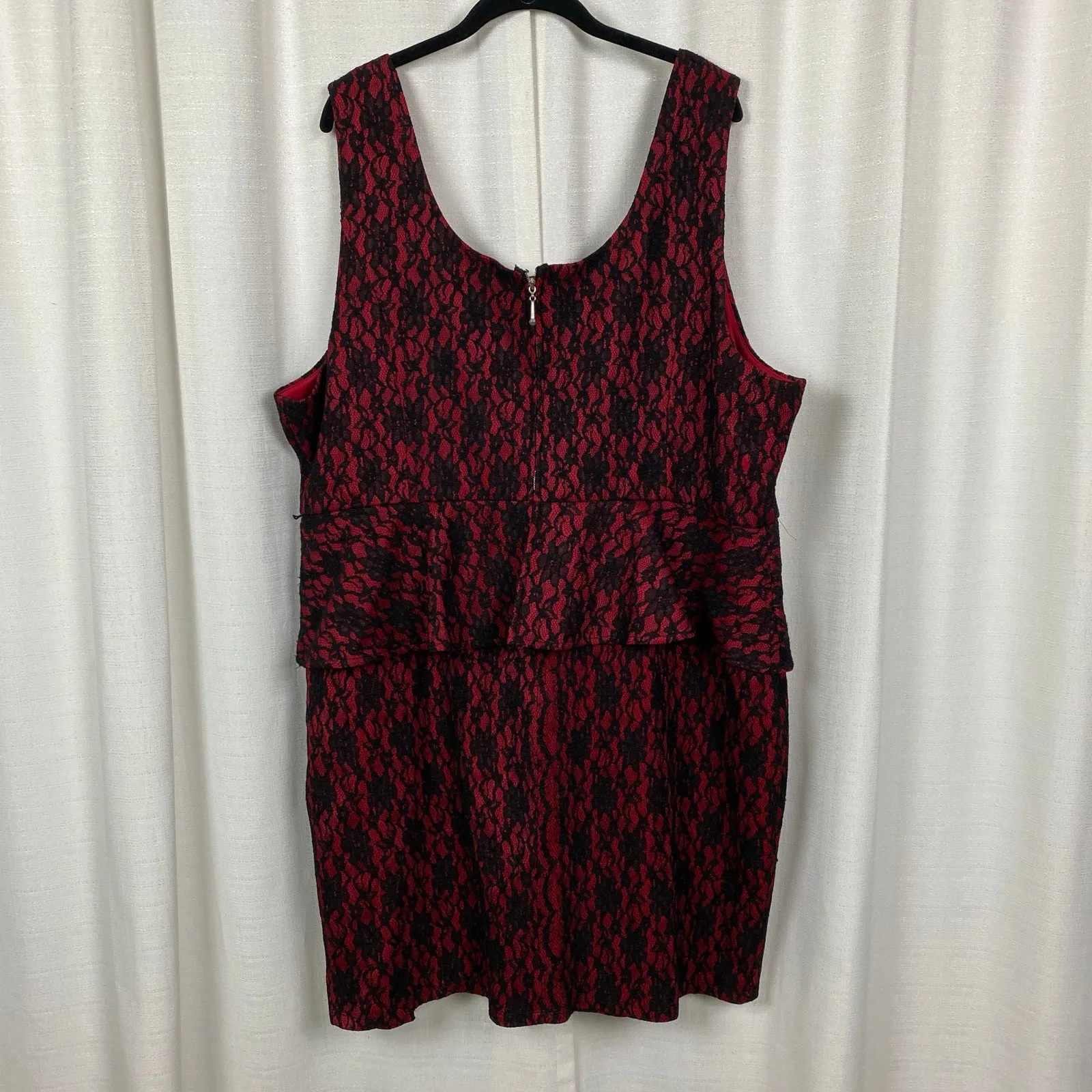 Torrid x Rebel Wilson Red&Black Lace Peplum Sheath Midi Dress Sz.26W - Image 9