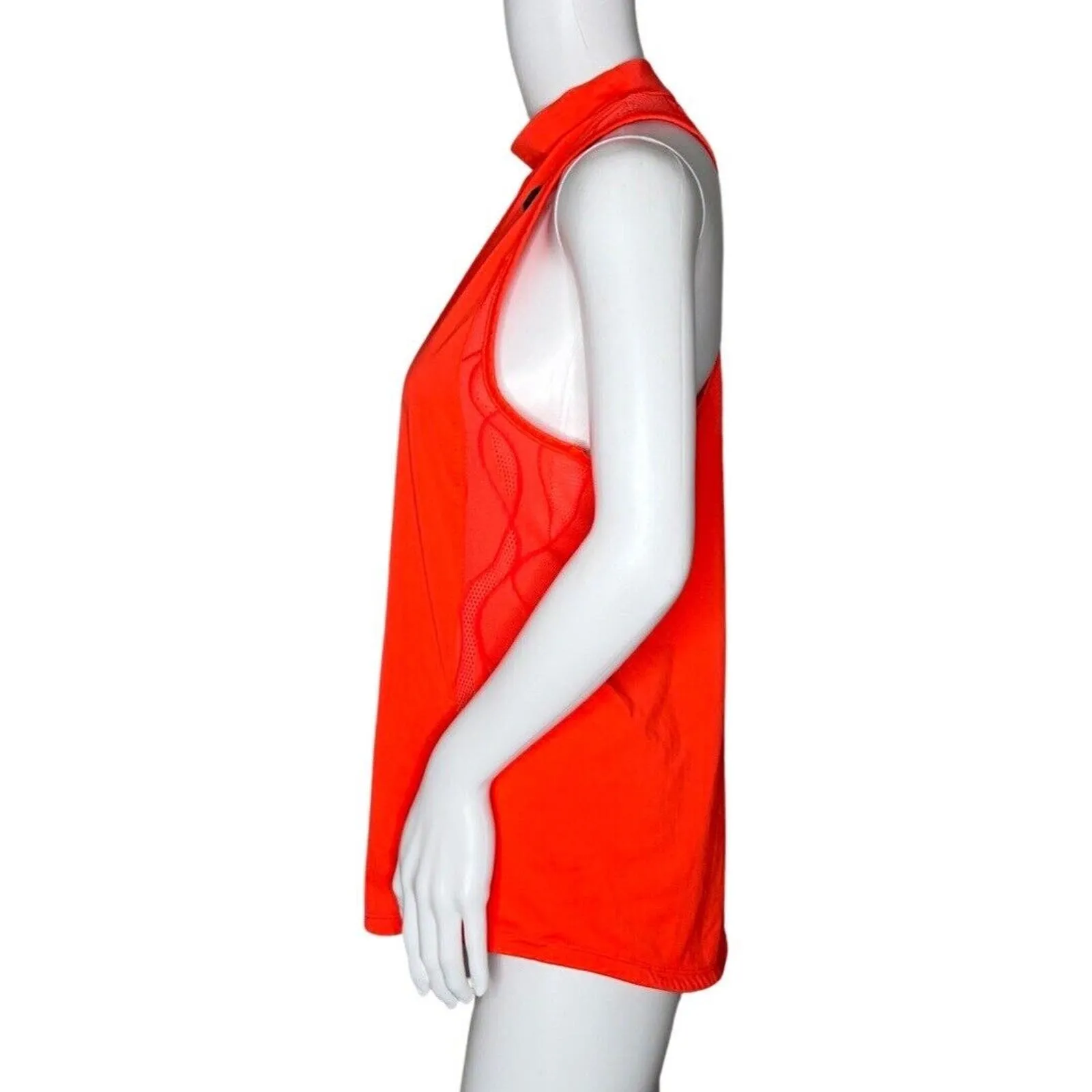 Under Armour Tank Womens Medium Orange‎ UA Rush High Neck Gym Workout Athleisure - Image 3