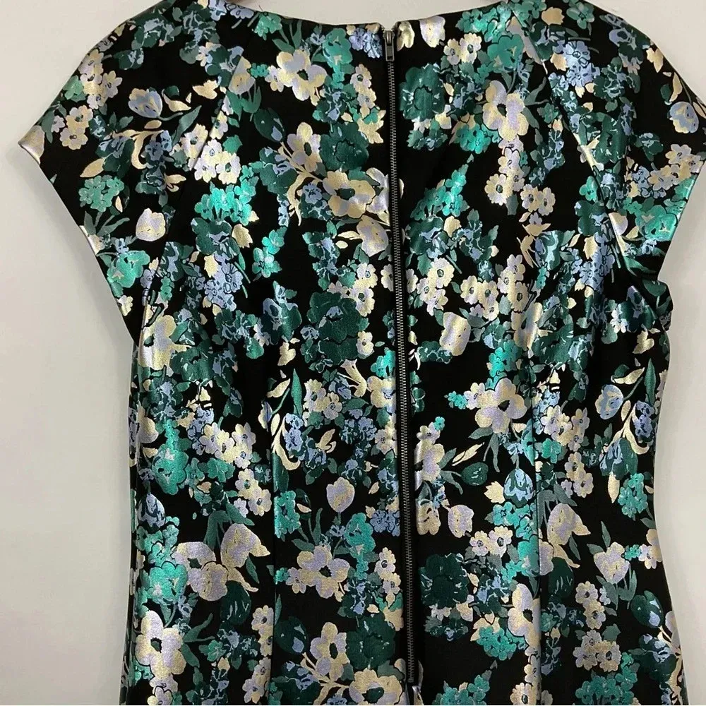 Beige By ECI Floral Metallic Cap Sleeve Dress‎ Size 12 - Image 6