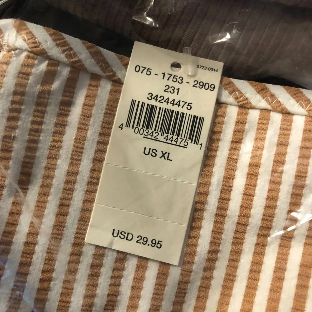 Aerie Swim Bikini Bottom Hipster Brief Seersucker Ruffle Striped Brown White XL - Image 3