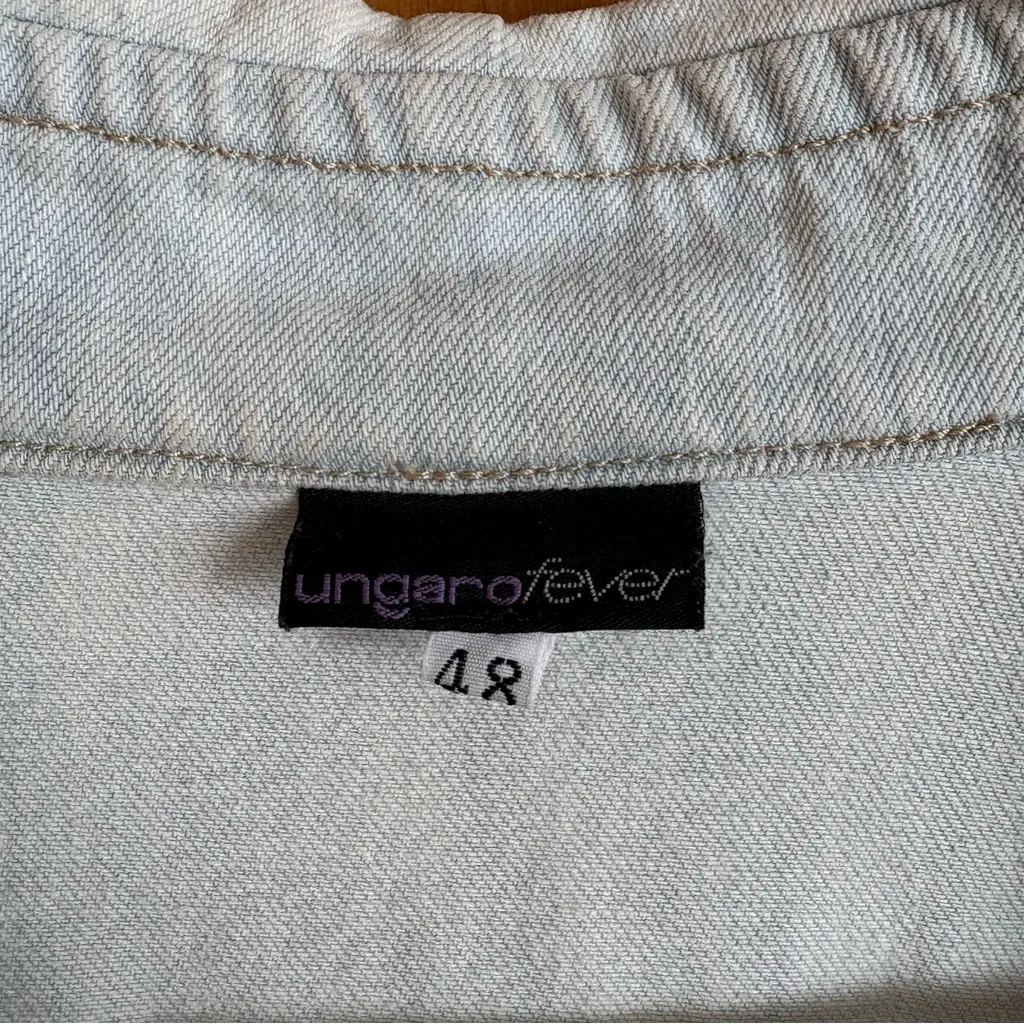 Ungaro fever Women's Distressed Denim Jacket‎ 48 Blue Size L - Image 2