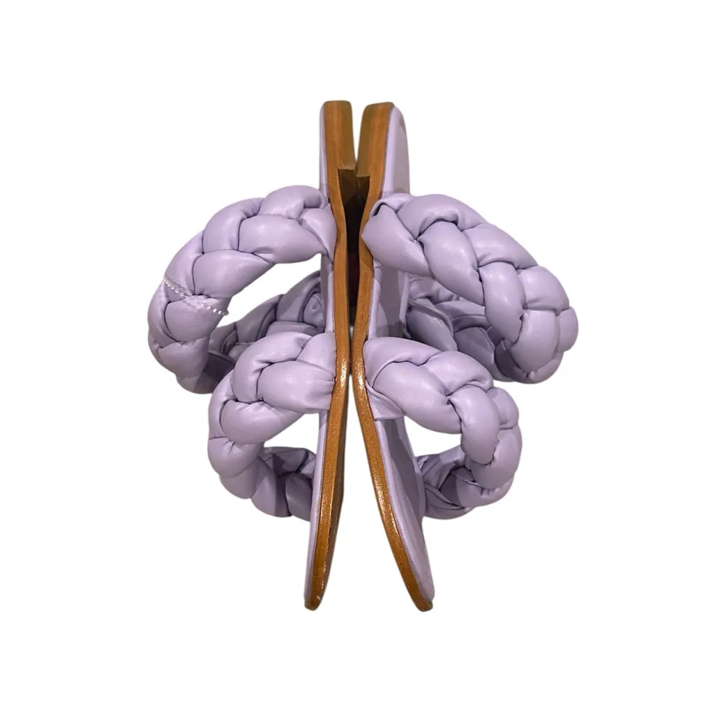 SCHUTZ LAVENDER PURPLE SANDAL SLIDES Women's Braided Lilac 8.5 - Image 4