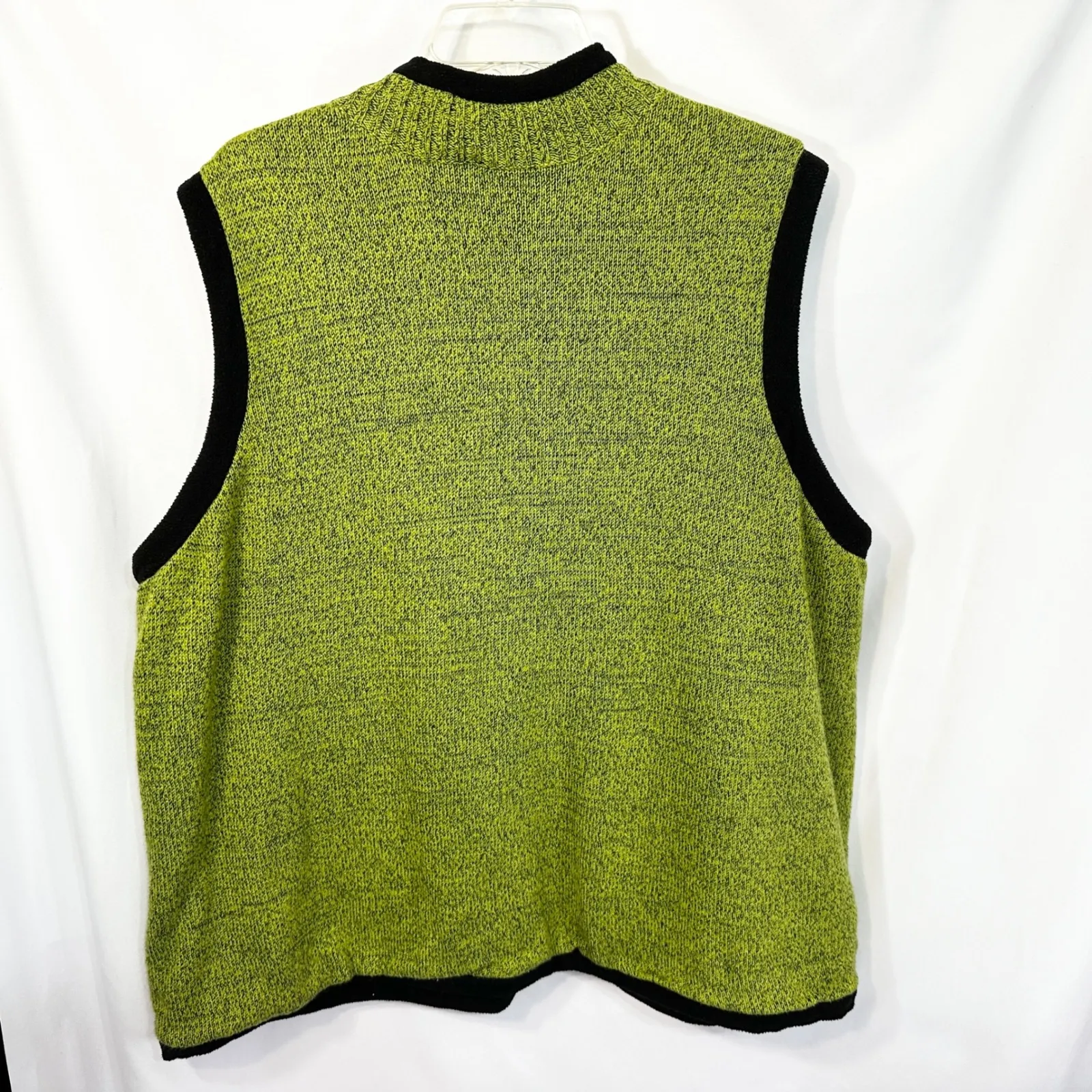 Woman Within 22W 24W Reversible Vest Black Fleece Green Knit Full Zip Cable B‎ - Image 6