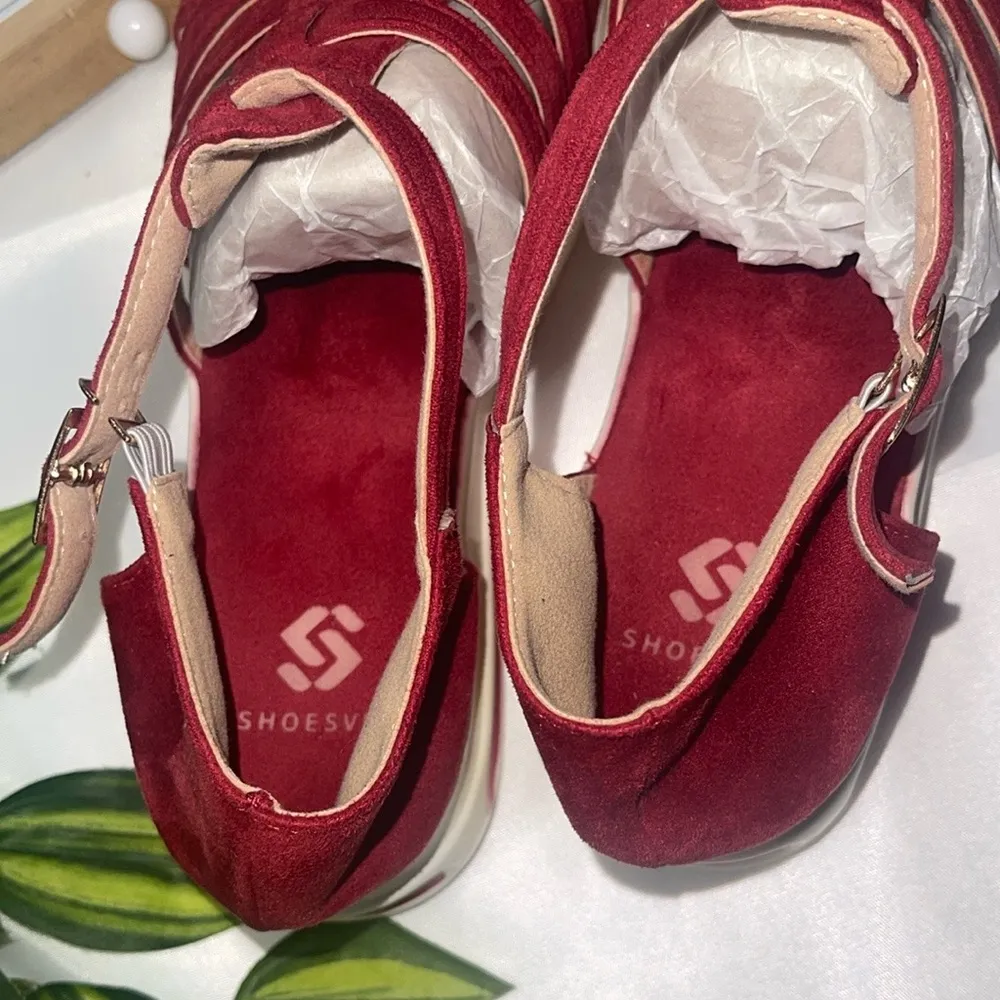 Women's Red Platform Sandals Size 7 - Image 4