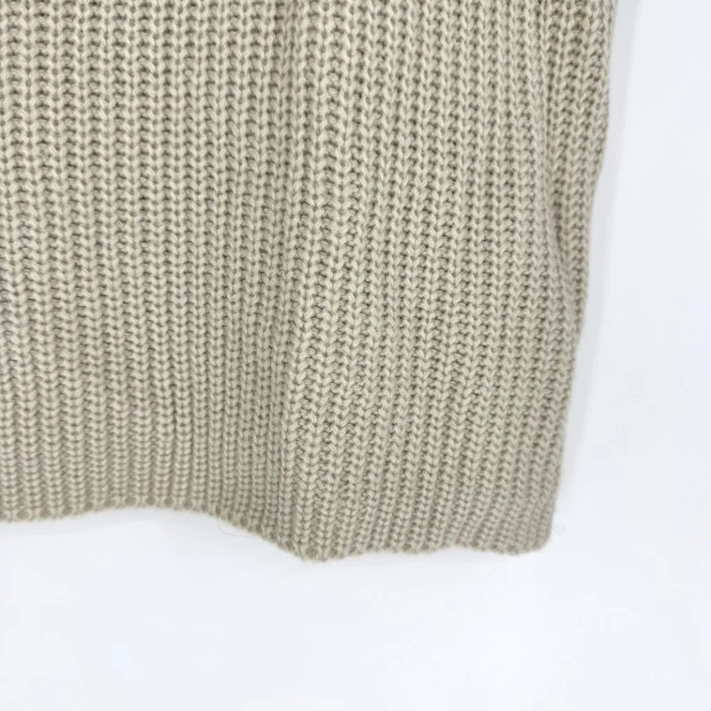 Shaker Knit Sweater Vest with Chest Pocket Beige Size Medium Tan - Image 4