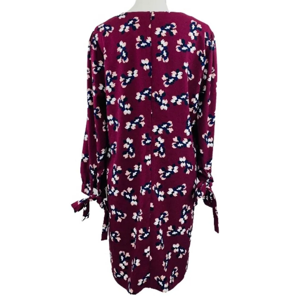 Banana Republic Women's Dress Shift Tie Sleeve NEW Burgundy Floral Size 14 Plus - Image 13