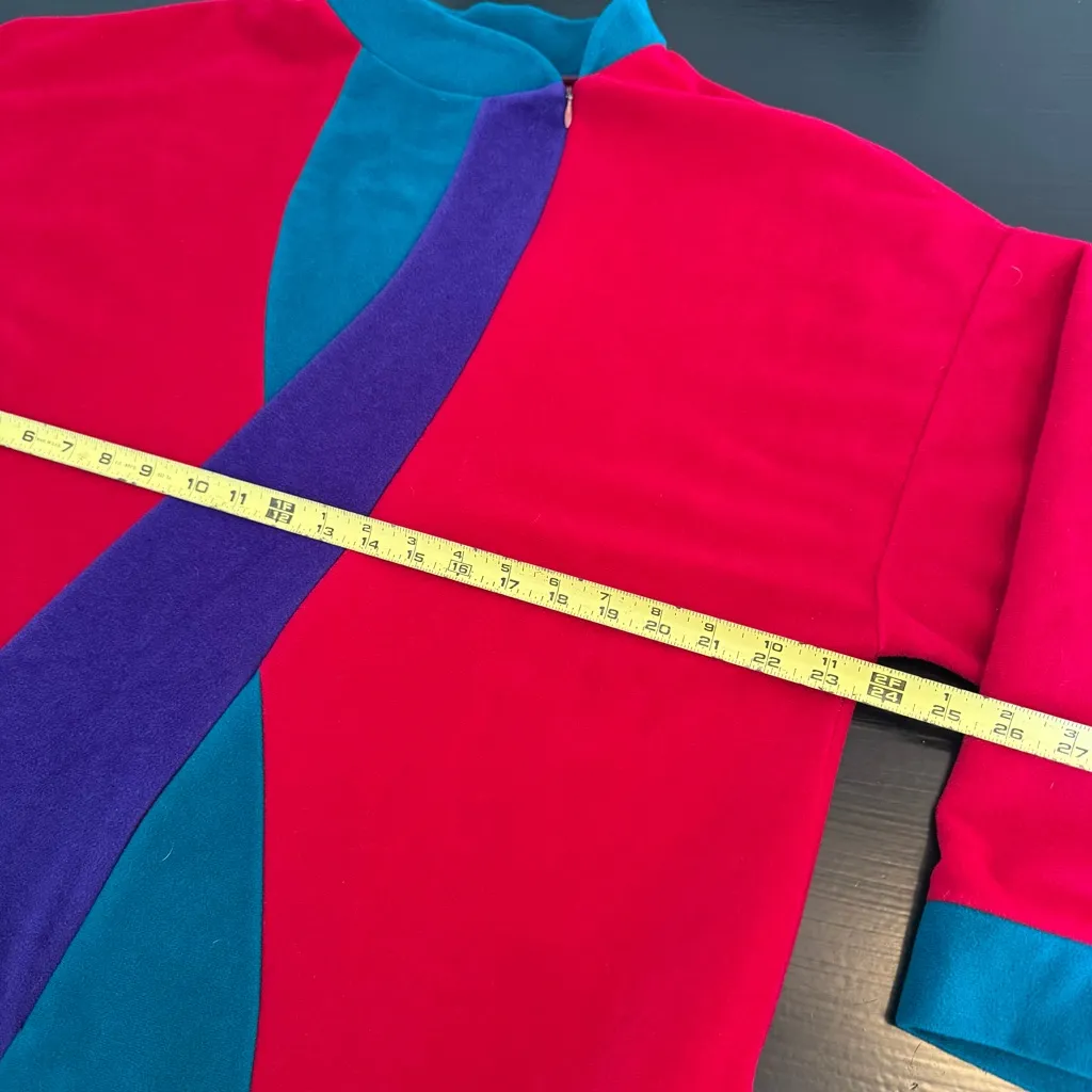 Vanity Fair Teal and Red Fabric house coat vintage women’s large - Image 7