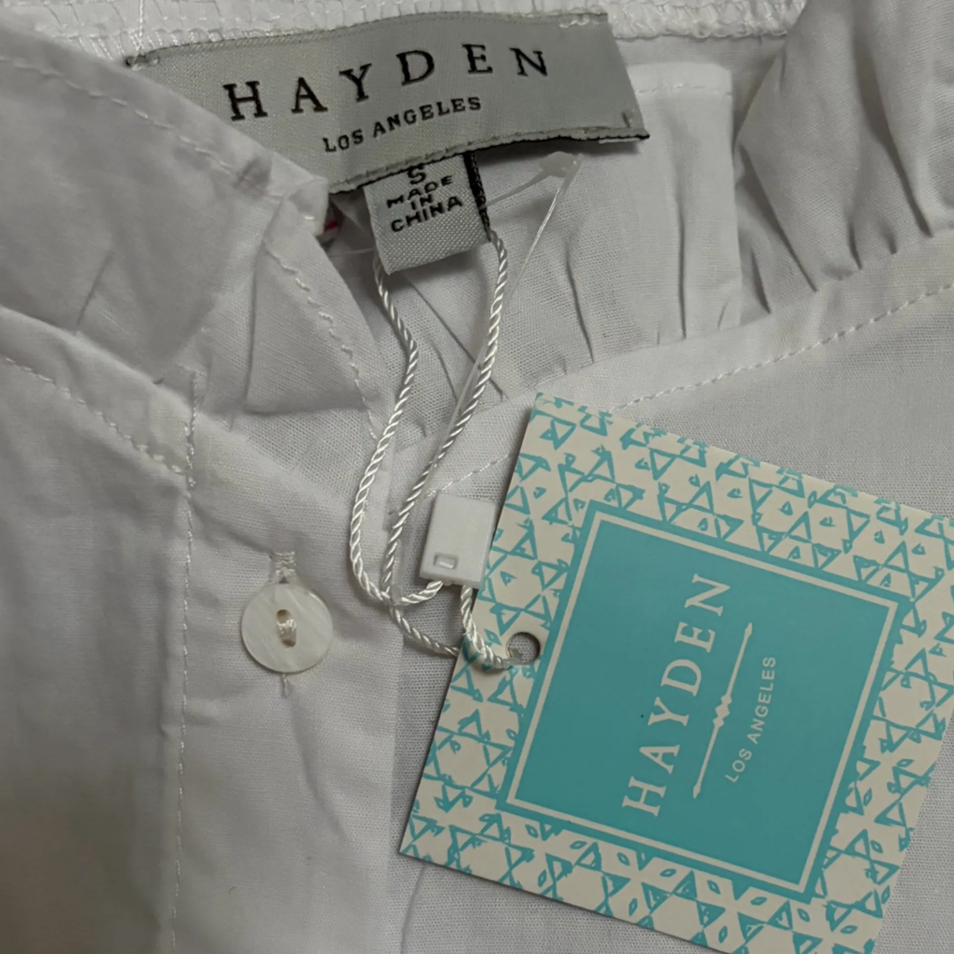 Hayden White Blouse with Ruffle Accents Size Small Cotton NWT - Image 6