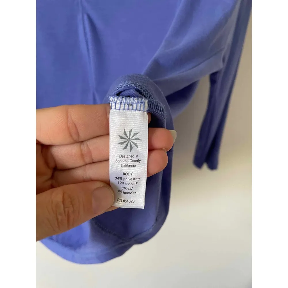 Athleta Oversized Quick Dry V-Neck Three Quarter Sleeve Workout Top Purple XXS - Image 7