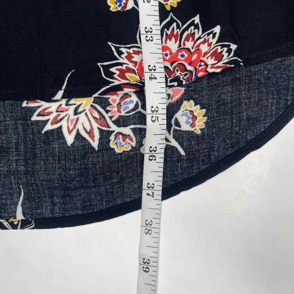 Black Floral V-Neck Cut-Out Back Midi Dress Sz L Boho Casual - Image 6