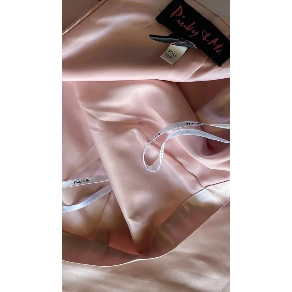Vintage Pinky & Me Skirt Womens Size 4 Pink Formal Satin Long Maxi Lined Back - Image 3