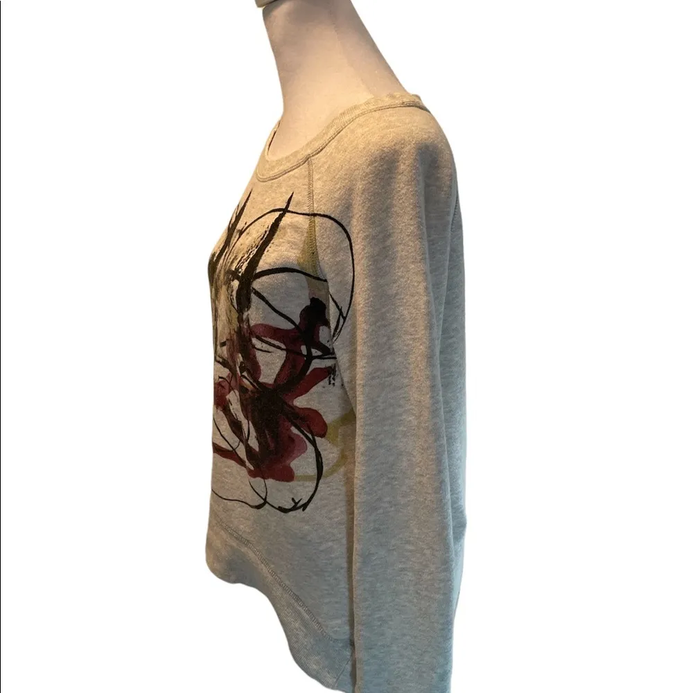 Neiman Marcus Gray Graffiti Paint Splatter Soft Sweatshirt S - Image 3