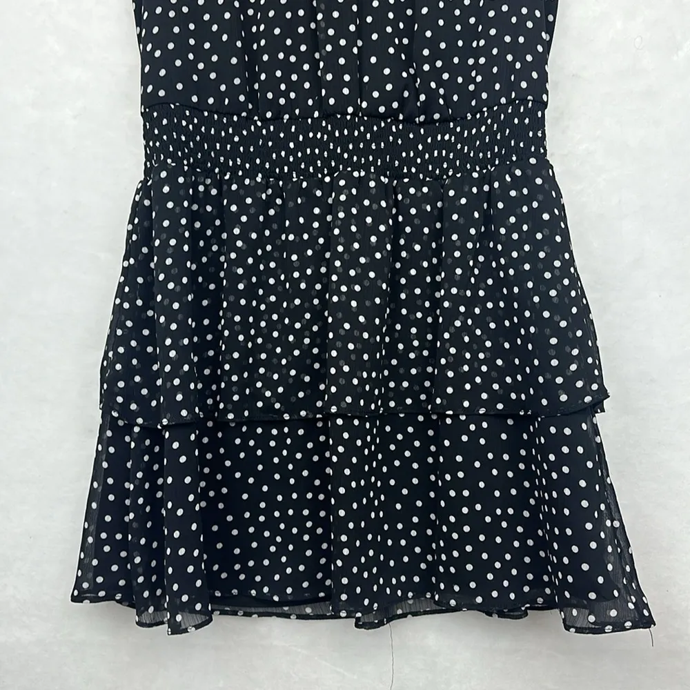 Women's Polka Dot Smocked-Waist Flutter-Sleeve Midi Dress Sz Small - Image 2