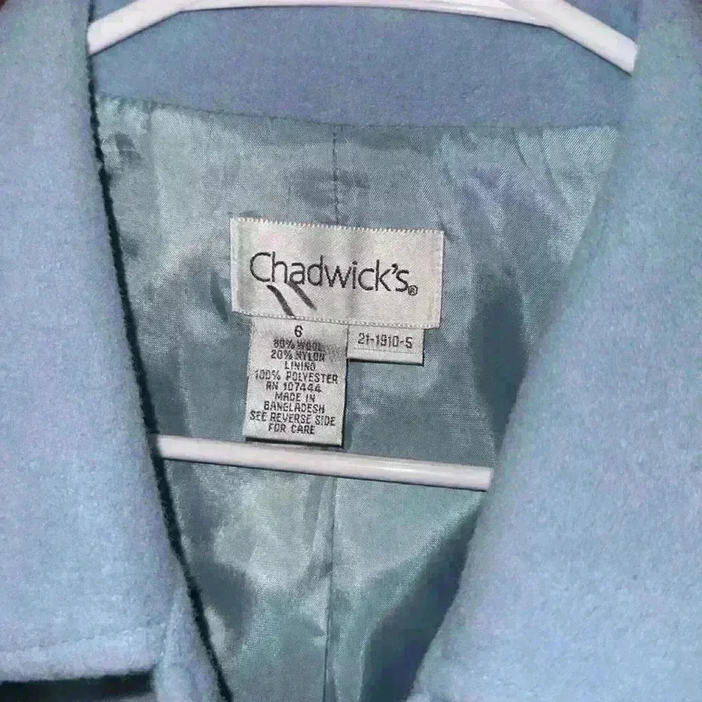 Chadwicks Women's Light Blue Wool Jacket - Classic Button-Up Design size 6 - Image 7