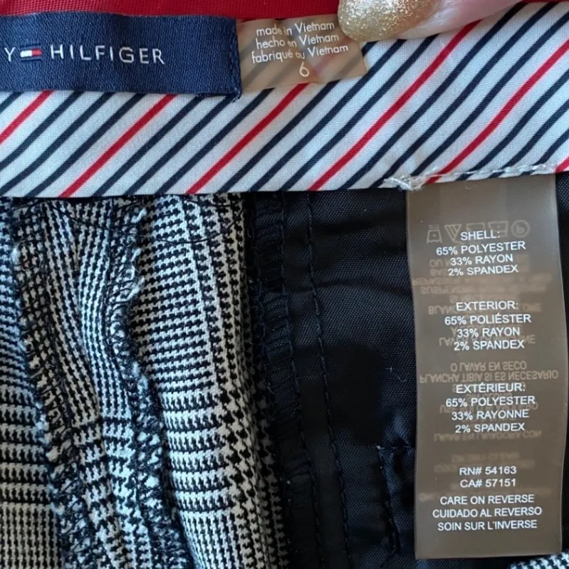 Tommy Hilfiger Women Plaid Pants Black White Career Trousers Size 6 - Image 6