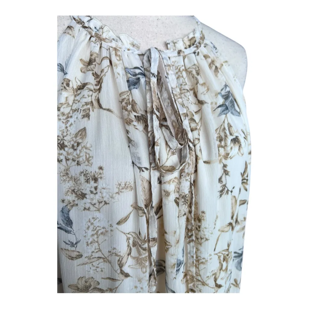 Anthropologie DREW Naomi Vintage Cream and Blue Floral Maxi Dress Size L - Image 3