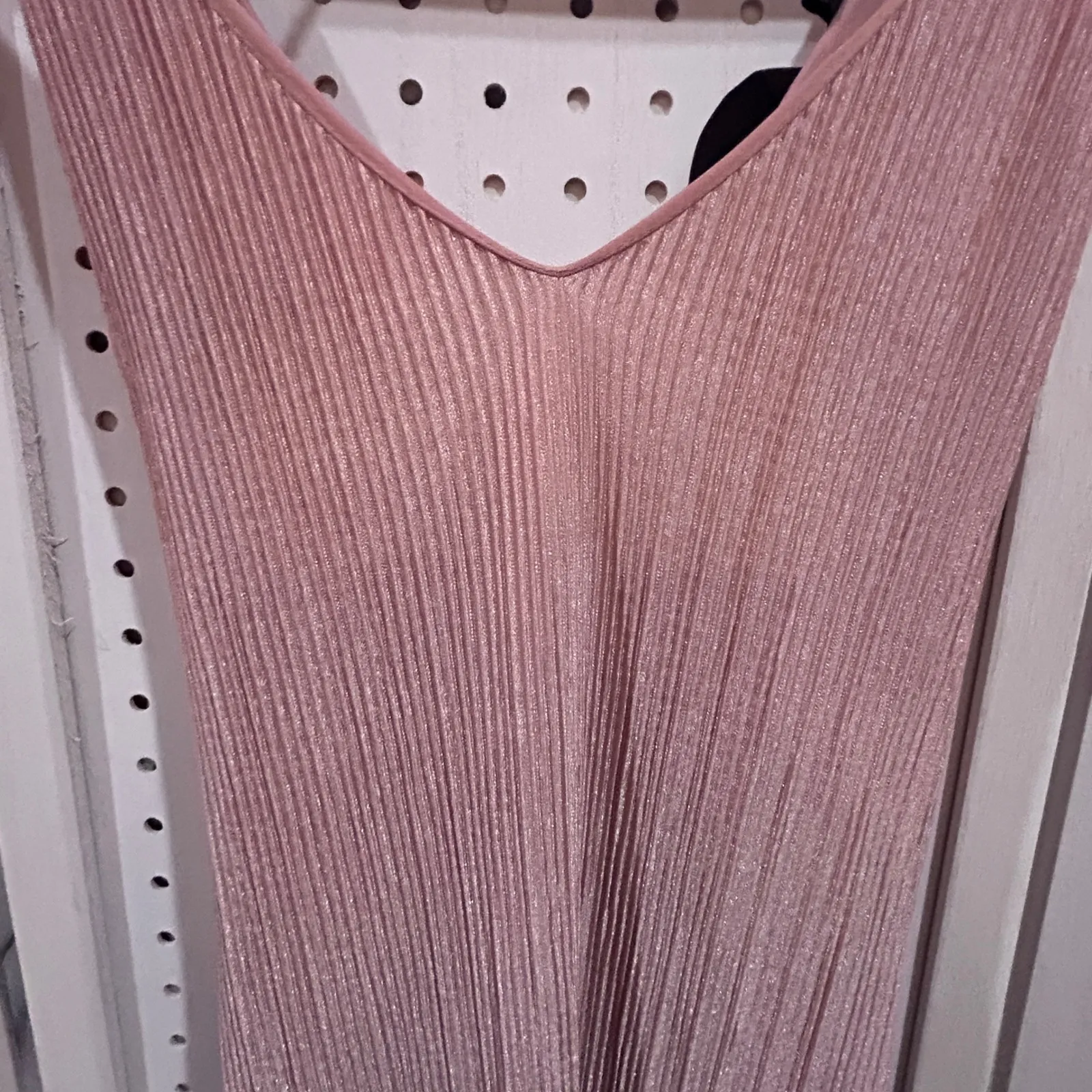 Mlle Gabrielle Pink Ribbed Metallic Spaghetti Strap Maxi Dress Size S - Image 6