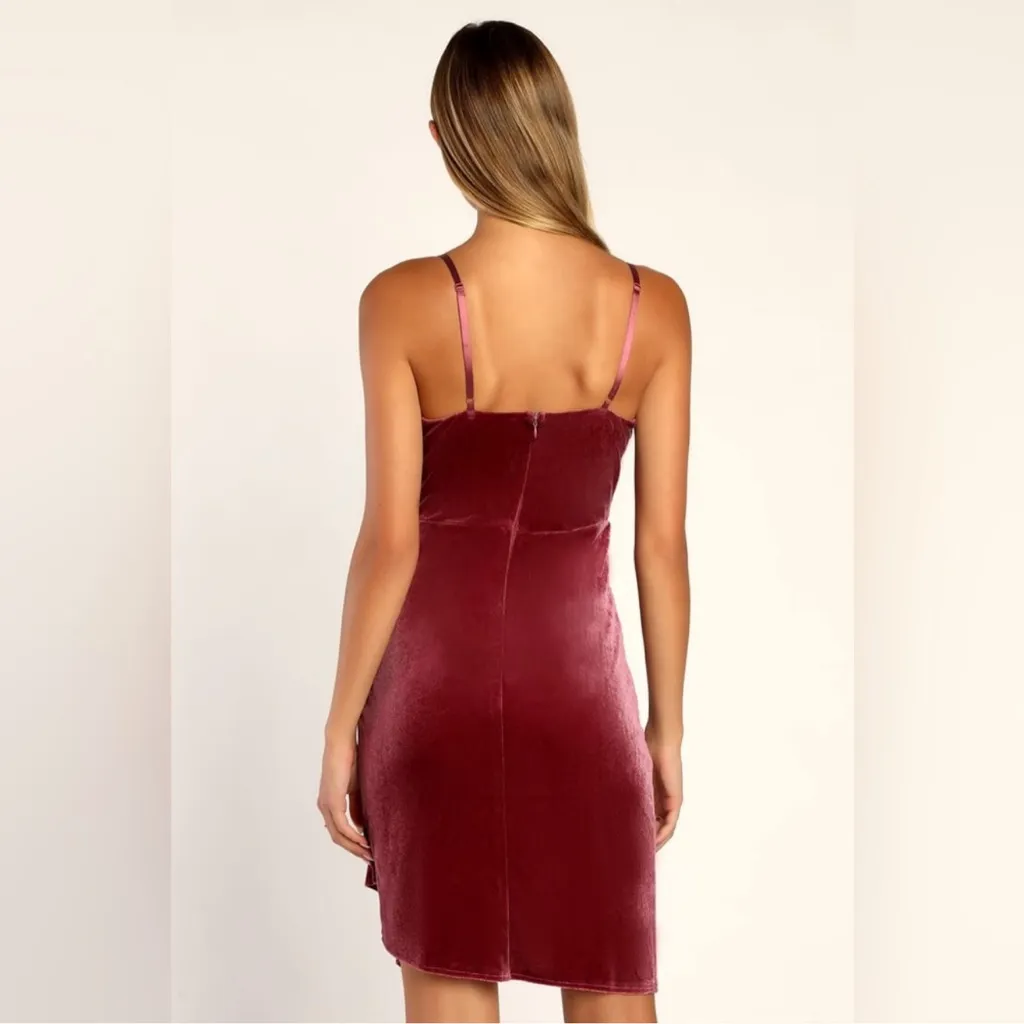 Lulu’s Living It Luxe mauve velvet tulip cowl neck stretchy mini dress NWT L - Image 3
