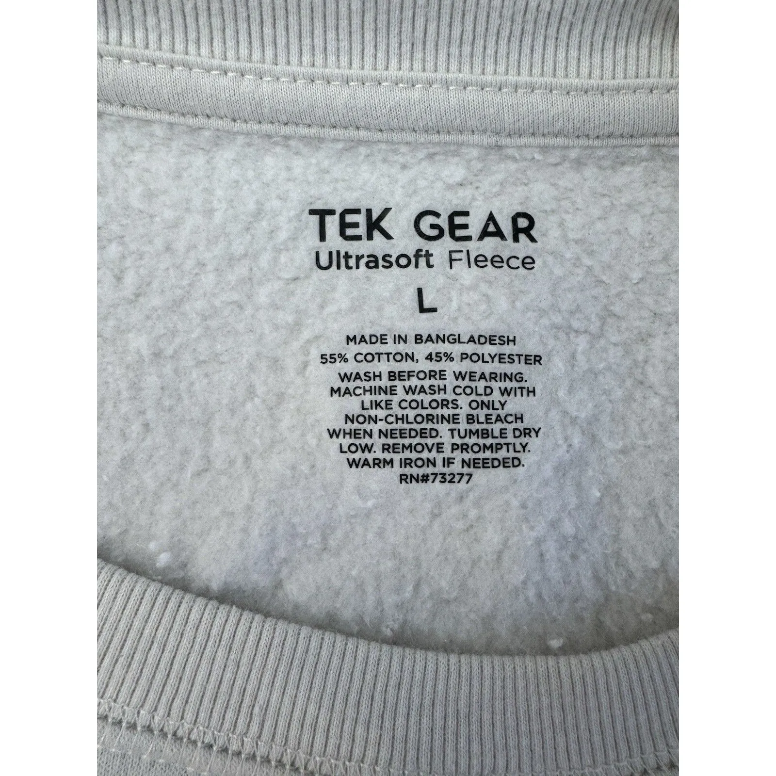 Tek Gear Ultrasoft Fleece Sweater Womens Large Light Gray Ivory Sweatshirt NWT - Image 6