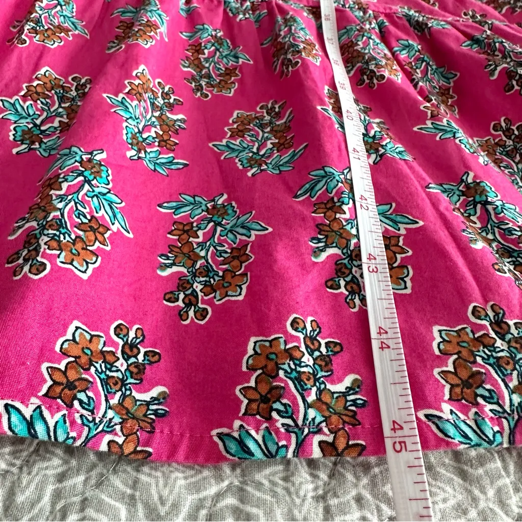 J. Crew Pink Floral Block Print Tiered Midi Dress Puff Sleeves Size 6 - Image 12