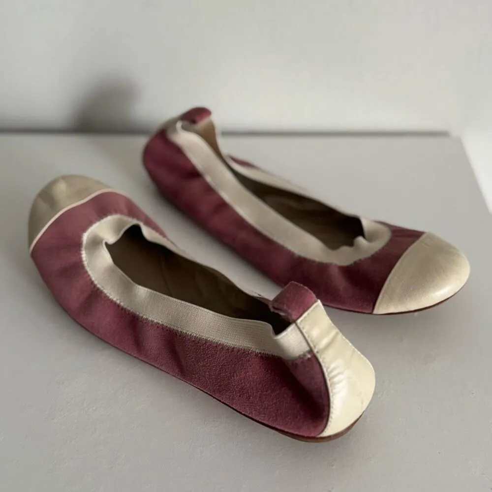 Noemie Balletcore Pink Suede Leather Flats Pink Size 6 - Image 3