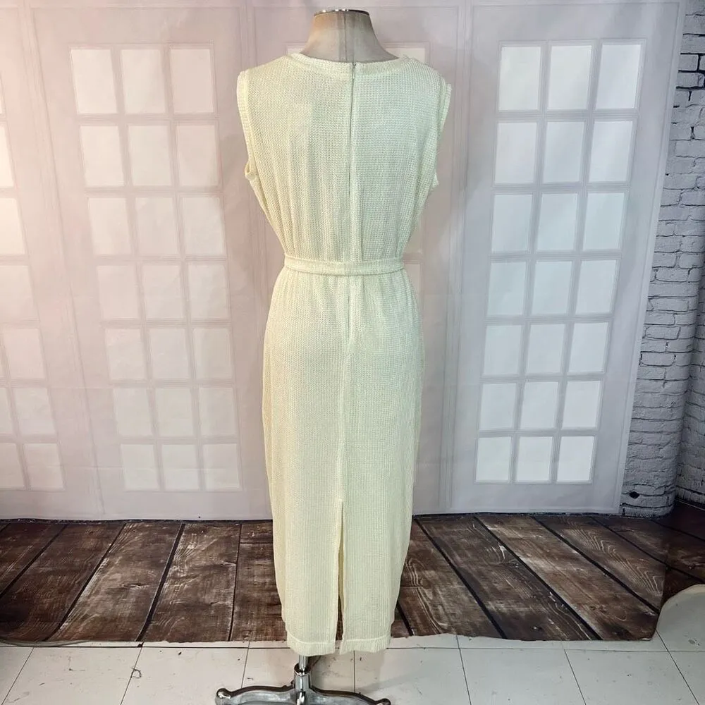Joseph Ribkoff cream knit tie waist midi dress size 14 - Image 5