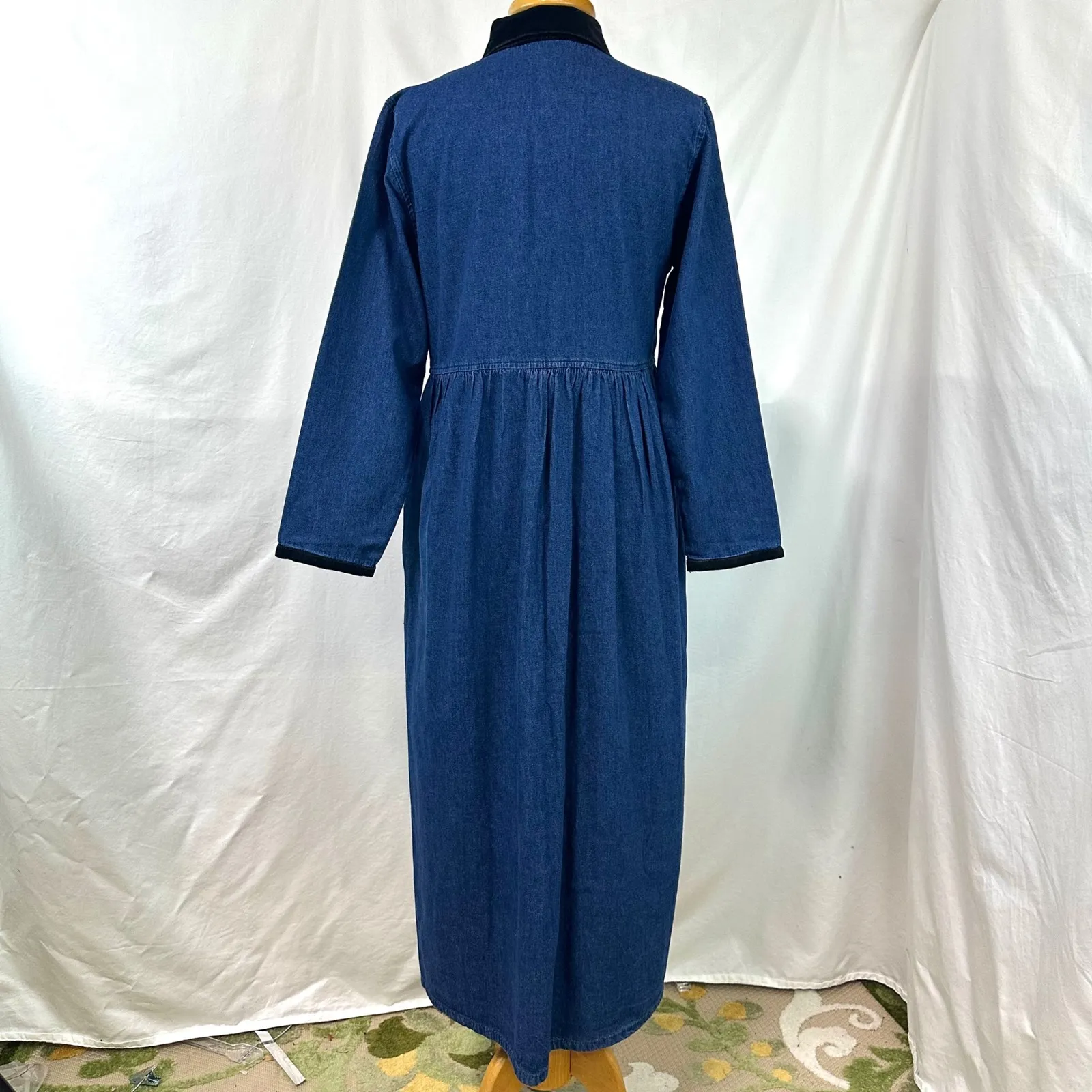 SUNBELT DENIM Vintage 80s/90s Blue Long Sleeve Button Front Maxi Dress Women's S - Image 8
