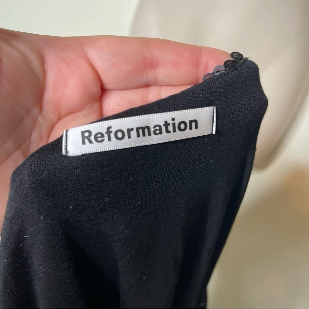 Reformation Ireland Wrap Dress Zigzag Black And Silver Chevron Pattern Size M - Image 3