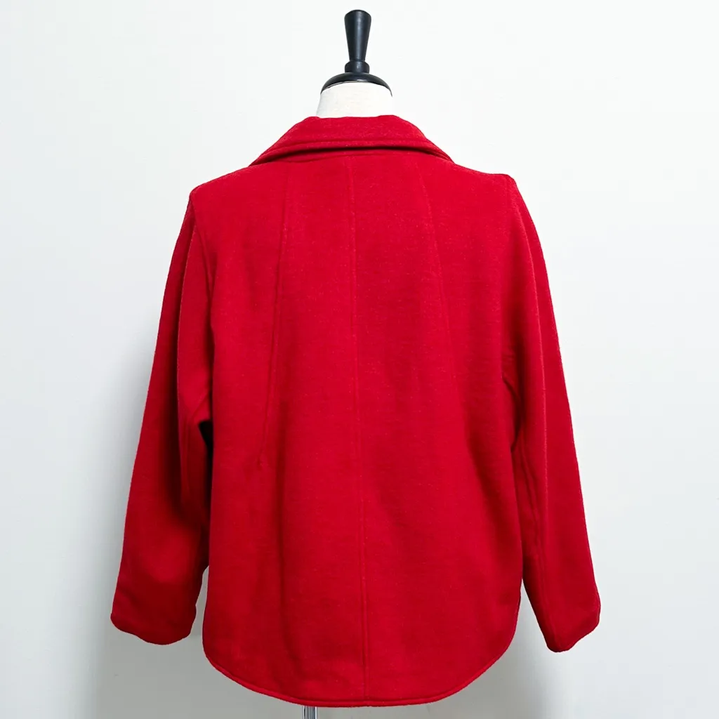 Marla Wynne Layers Red Melton Wool Blend Snap Button Dolman Sleeve Coat Medium - Image 6