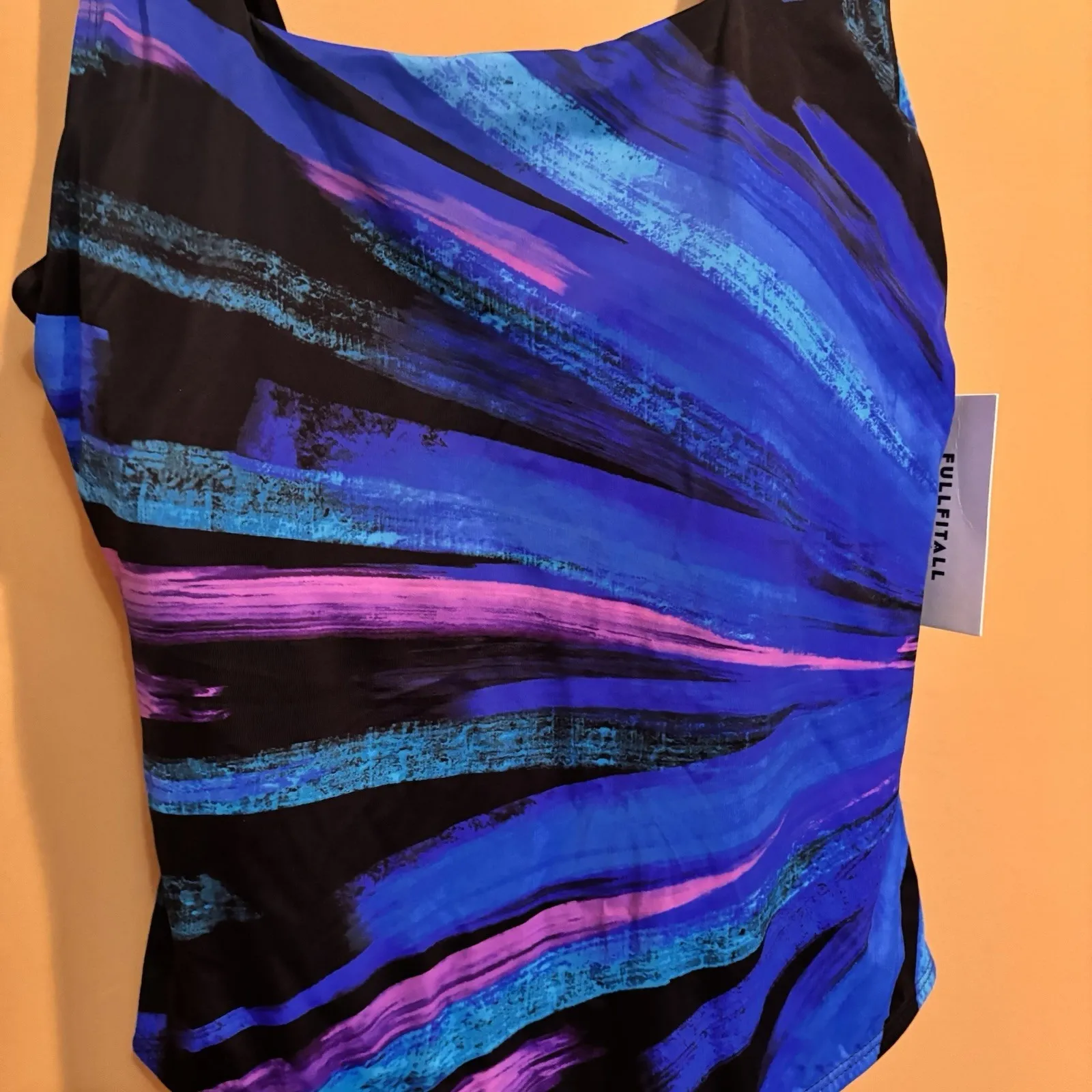 FullFitAll One Piece Swimsuit Blue Purple Abstract Print Size 18 NWT - Image 4