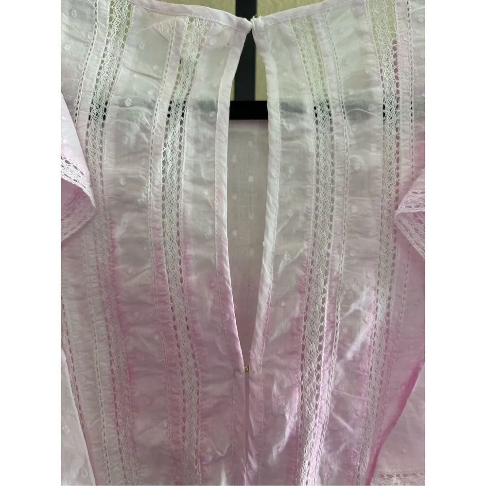 Love Shack Fancy Natasha Ruffle Tiered Mini Dress in Peony Pink Size M - Image 8