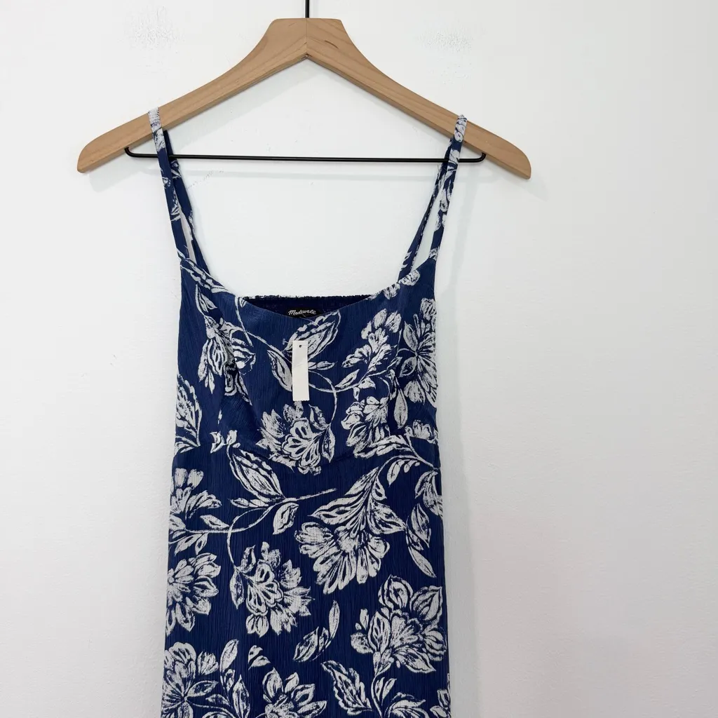 Madewell Textured Maxi Slip Dress in Floral Saylor Floral Navy Size 6 NWT - Image 5