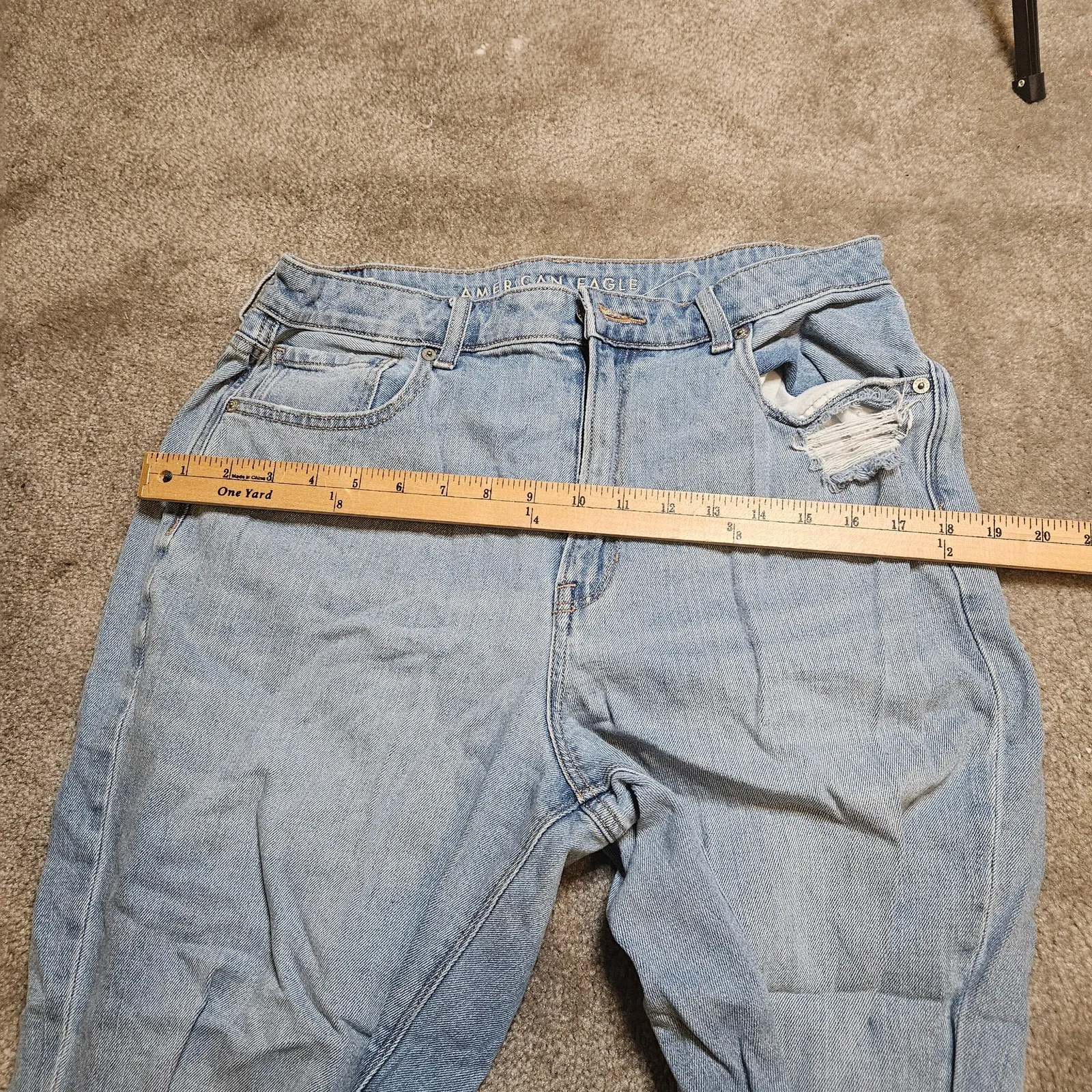 American Eagle AEO Size 14 Short Distressed Light Blue Jeans - Image 13