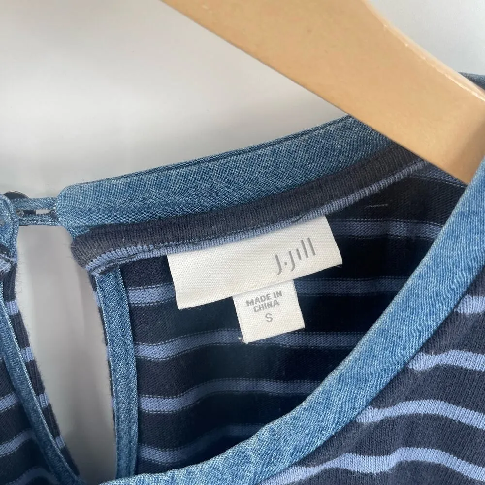 J.JILL Dress Size Small Denim Chambray Blue Jean Shift Shirttail Cotton Tencel - Image 4